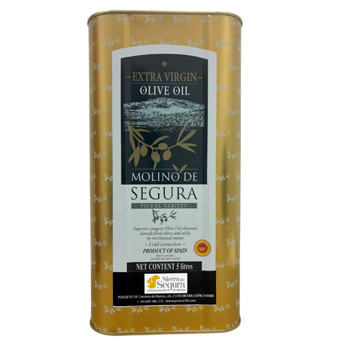Molino de Segura - LATA 5 lt, aceite de oliva virgen extra picual de sierra de segura 5 litros, aove de montaña en formato ahorro 5l, aceite picual para cocina diaria 5 litros, aove de almazara tradicional jaén 5l, aceite virgen extra de origen sierra de segura lata 5l, aove picual ideal para familias y hostelería formato grande, compra aceite de oliva 5 litros directo de almazara, aceite de oliva virgen extra pet resistente 5 litros